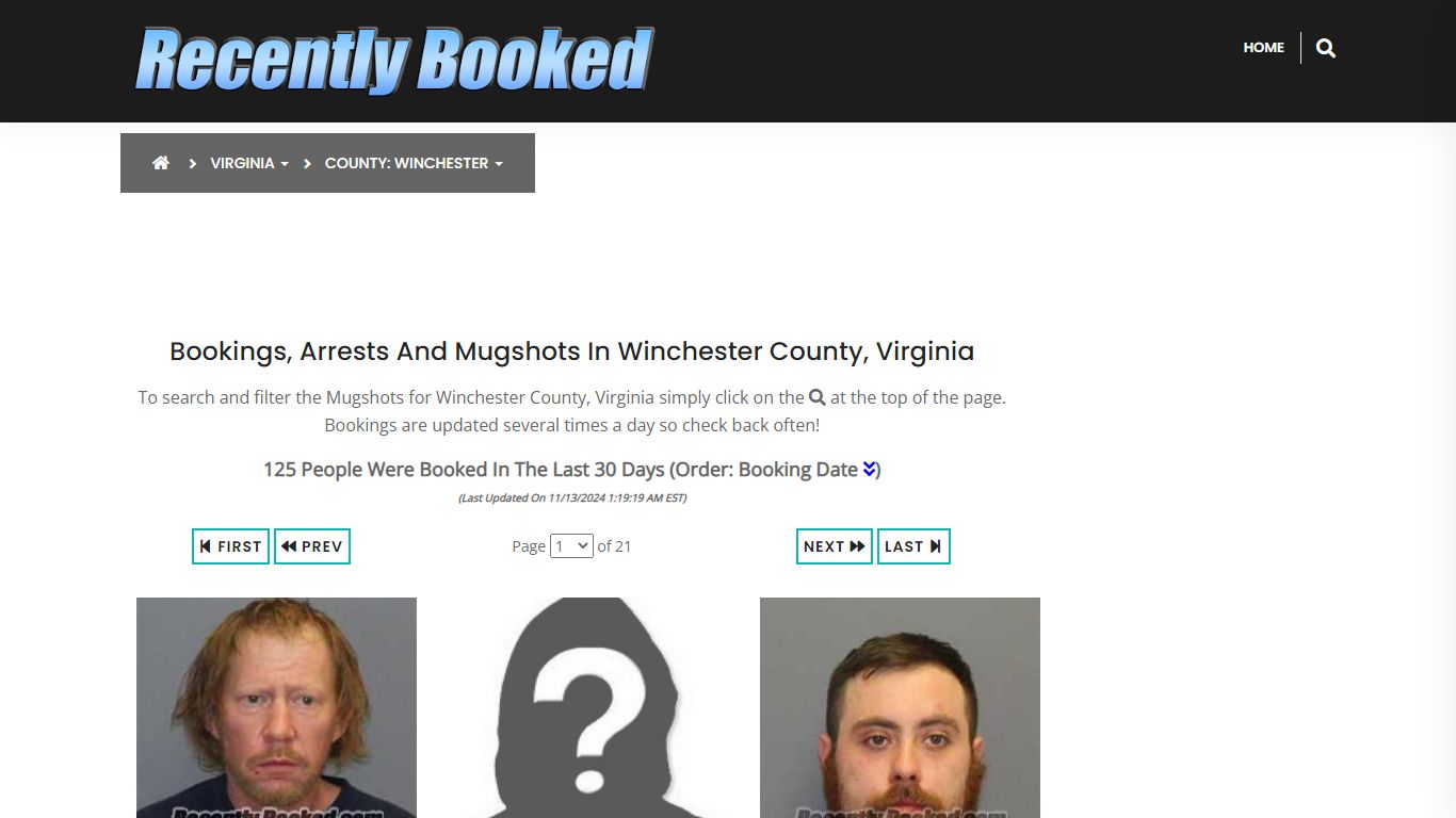 Bookings, Arrests and Mugshots in Winchester County, Virginia