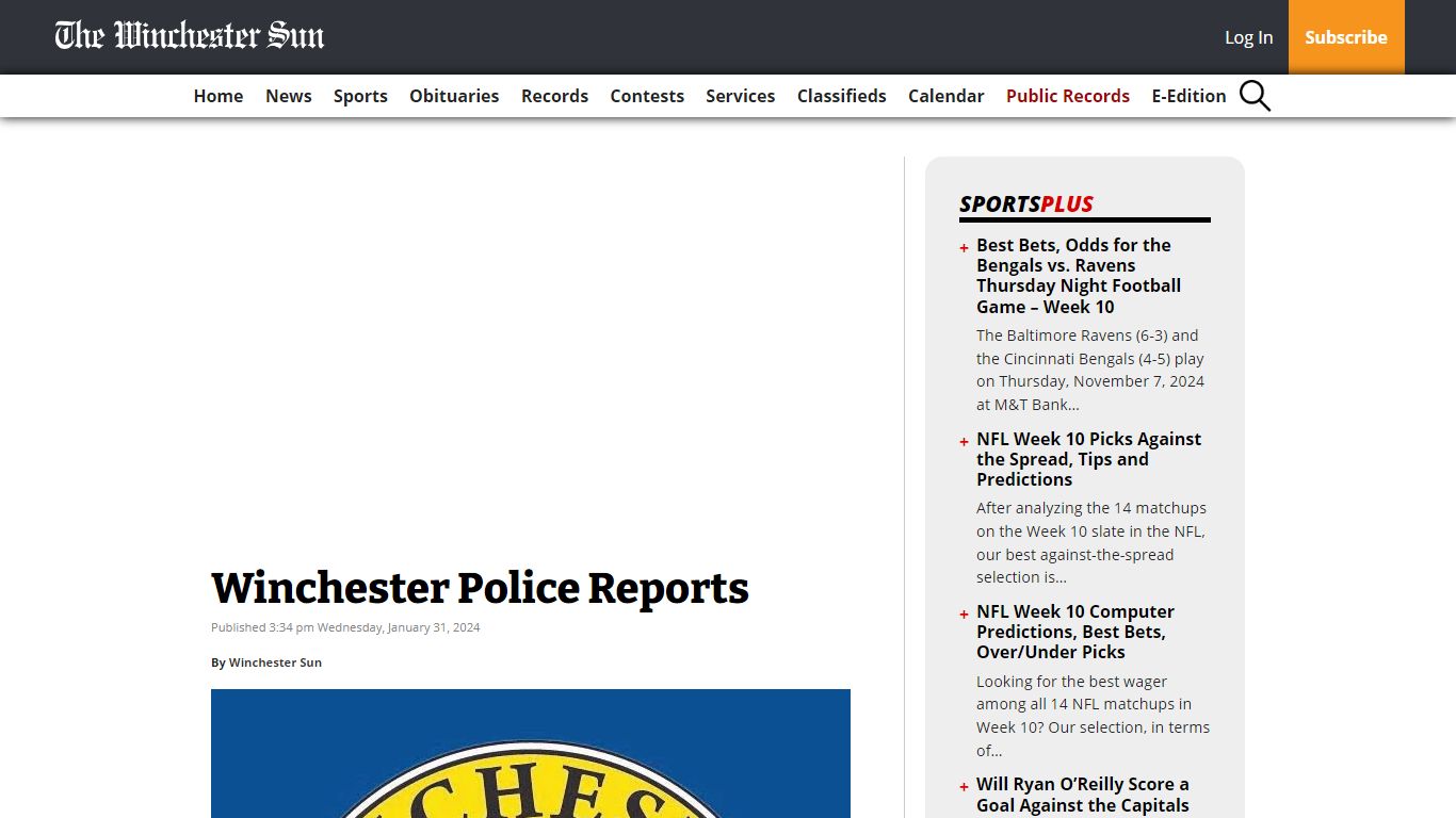 Winchester Police Reports - Winchester Sun | Winchester Sun