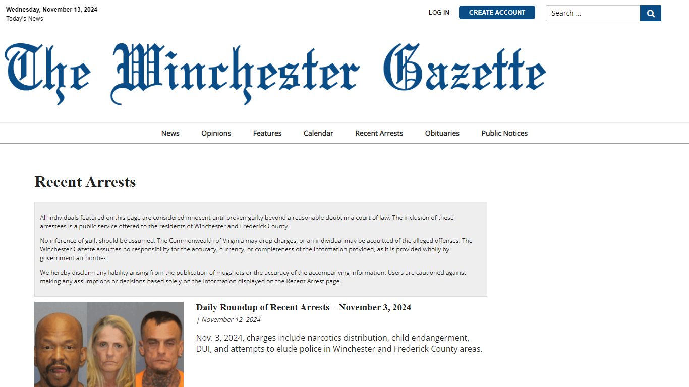 Recent Arrests » The Winchester Gazette