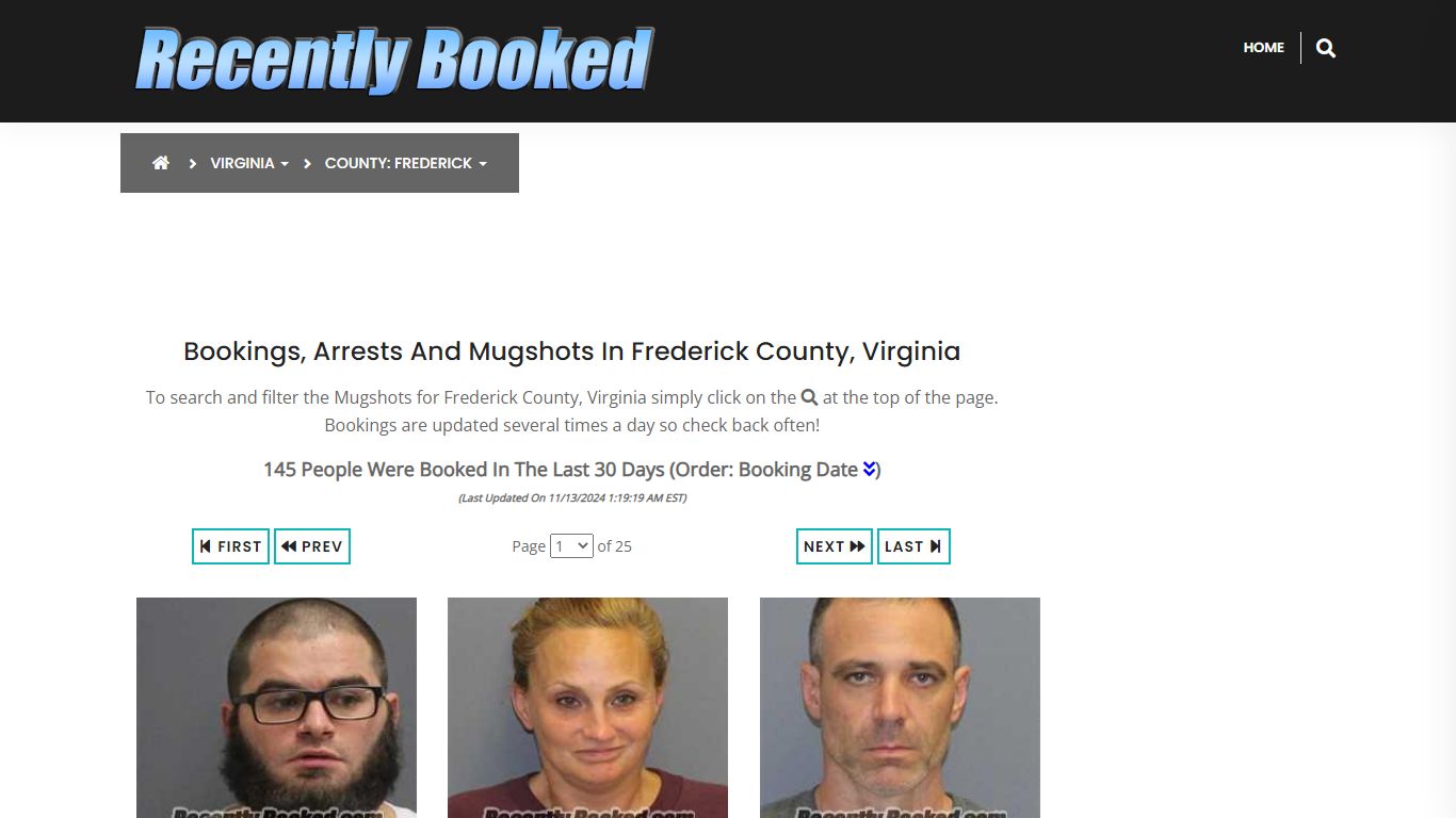 Bookings, Arrests and Mugshots in Frederick County, Virginia