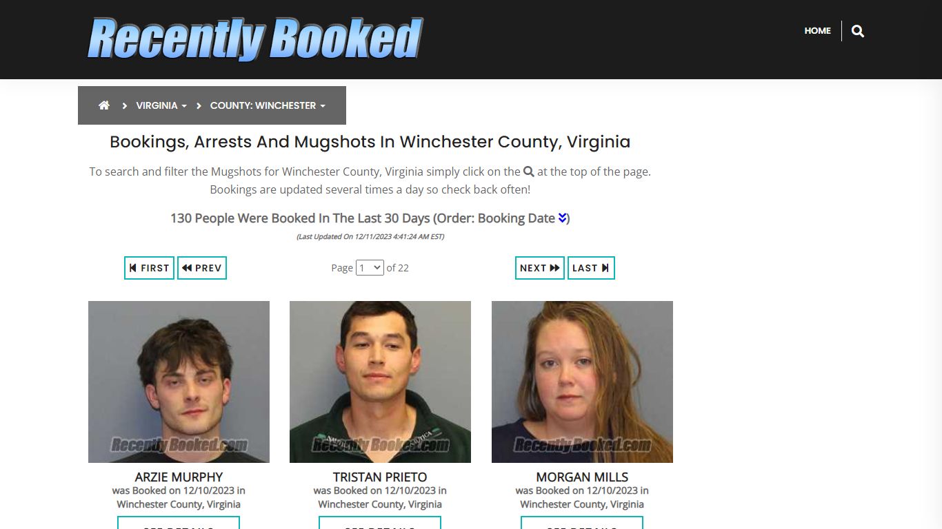 Bookings, Arrests and Mugshots in Winchester County, Virginia
