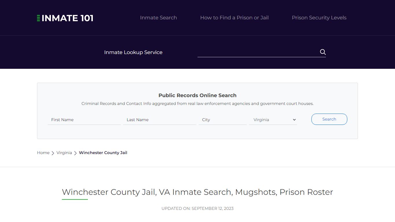 Winchester County Jail, VA Inmate Search, Mugshots, Prison Roster